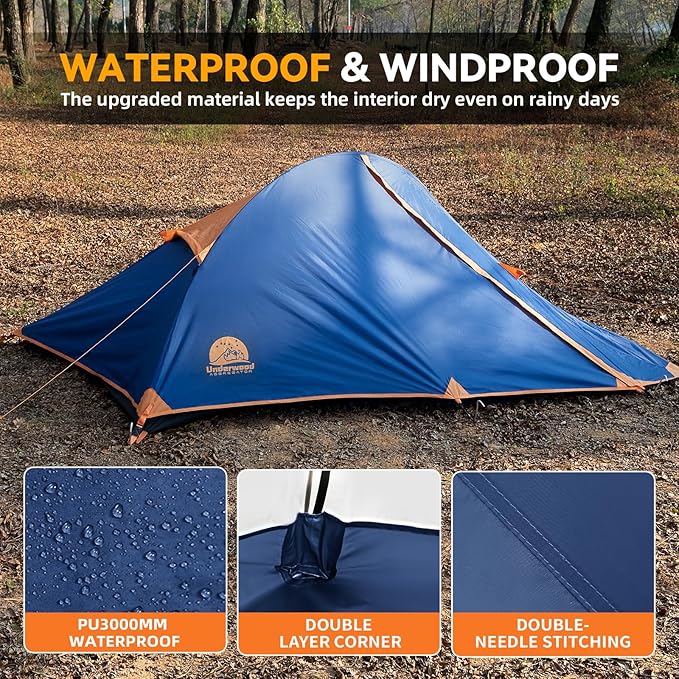 1 Person Backpacking Tent for Camping - Ultralight Waterproof Outdoor One Person Tent Windproof Rainproof Compact Single Pole Shelter for Camping Hiking Hunting Travel by Underwood Aggregator