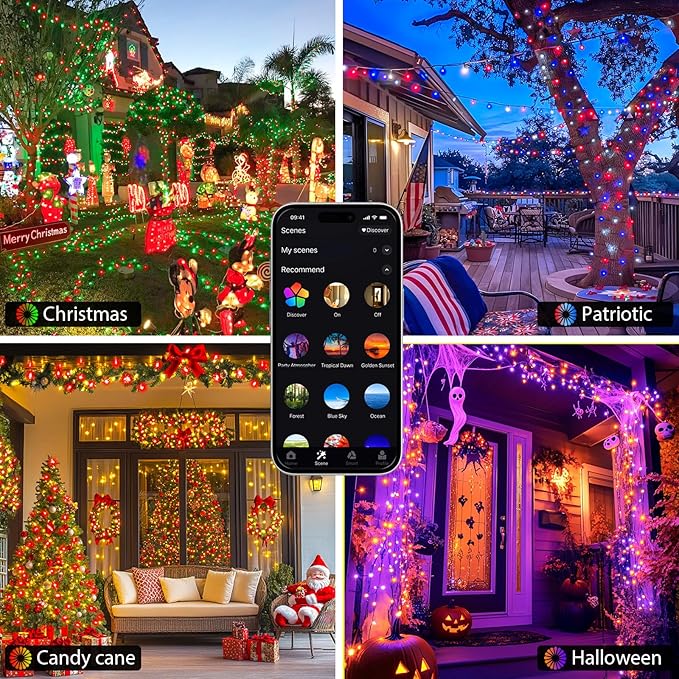 JMEXSUSS Smart Color Changing Christmas Lights 173ft 500 LED RGB Christmas String Lights with Remote &amp APP Waterproof Christmas Tree Lights for Indoor Outdoor Xmas Tree Party House Decoration