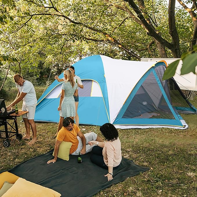 UNP Camping Tent with Screen Room Portable 6 Person Camping Tent with Screen Porch Family Dome Tent for Camping Outdoor - 14'x11'x72''(H)