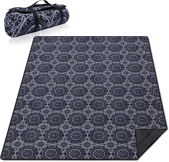 Extra Large Picnic Blankets Waterproof Foldable (60 x 80) Beach Blanket Waterproof Sandproof3-Layer Thicking Mat Outdoor Packable Camping Blanket