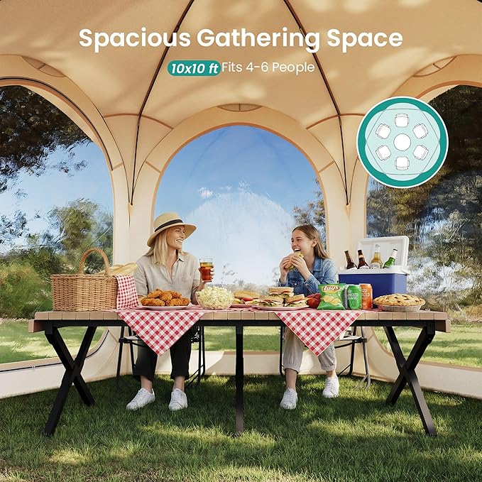 10x10ft Gazebo Screen Tent Pop Up Bubble Tent Mosquito Proof &amp Sun Shade Canopy Heavy Duty Waterproof Outdoor Shelter for Patio Camping Backyard Parties