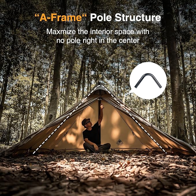 OneTigris APEX Trail Teepee Tent Waterproof Windproof Hot Tent with Stove Jack 2 Person Tent for Camping Hiking Bushcraft Bikepacking Travel