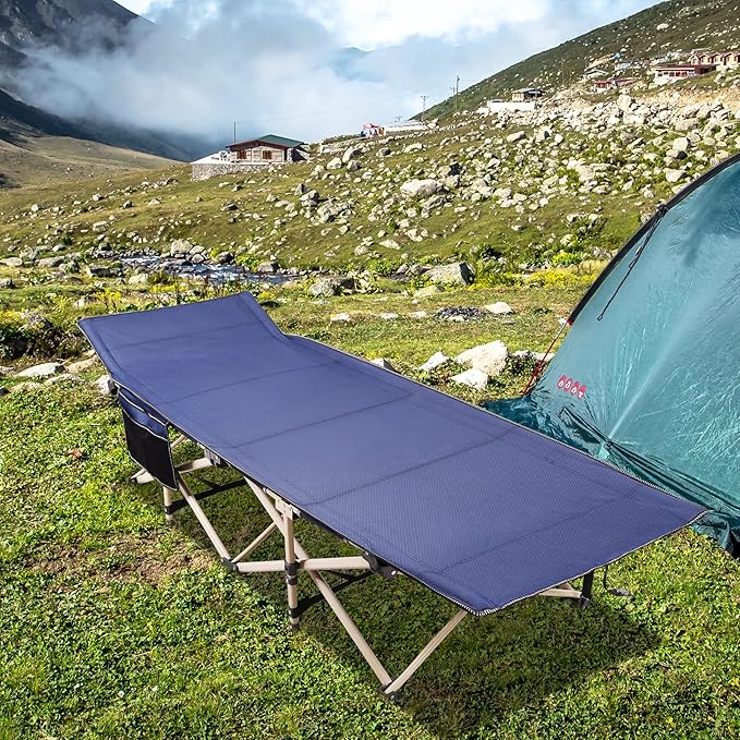REDCAMP Folding Camping Cots for Adults Heavy Duty 28 Extra Wide Sturdy Portable Sleeping Cot for Camp Office Use Blue