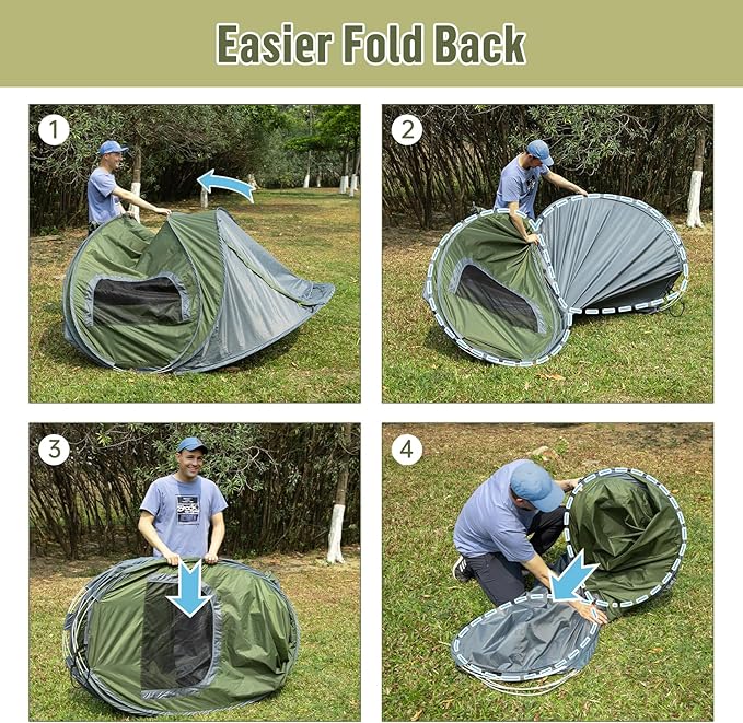 Night Cat Pop-up Camping Tent with Waterproof Tarp: 2 Person Tent Waterproof Instant Easy Setup Family Tent Combo Set