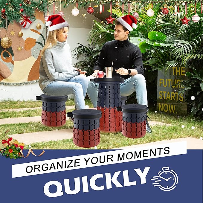 ALEVMOOM Upgraded XXL 19.7 Collapsible Stool with Cushion Heavy Duty Portable Folding Stool Max Load 1000 lbs Retractable Telescoping Foldable Seat Chair for Camping Fishing Travel