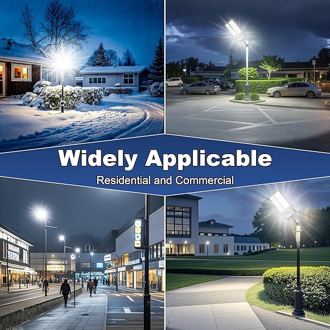 Solar Street Light with Pole Solar Street Lights Outdoor Waterproof Dusk to Dawn 7000K LED Security Flood Light with Motion Sensor and Remote Control for Pathway Entryway &amp Yard