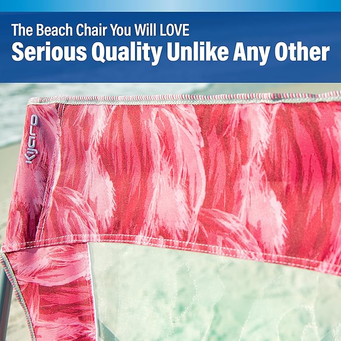 Portable Beach Chair for Adults - Kijaro Journey Print Beach Folding Chair Steel Frame Foldable Beach Chair High Beach Chair with Cooler Pocket Outdoor Folding Chair