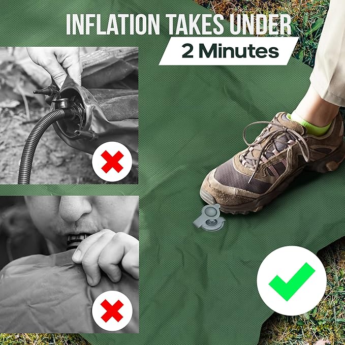 Sleeping Pad for Camping - 3.5 Inch Extra Thick Inflatable Camping Mattress Pad with Built-in Pump and Integrated Pillow - Waterproof Sleep Pad for Hiking Backpacking Road Trips