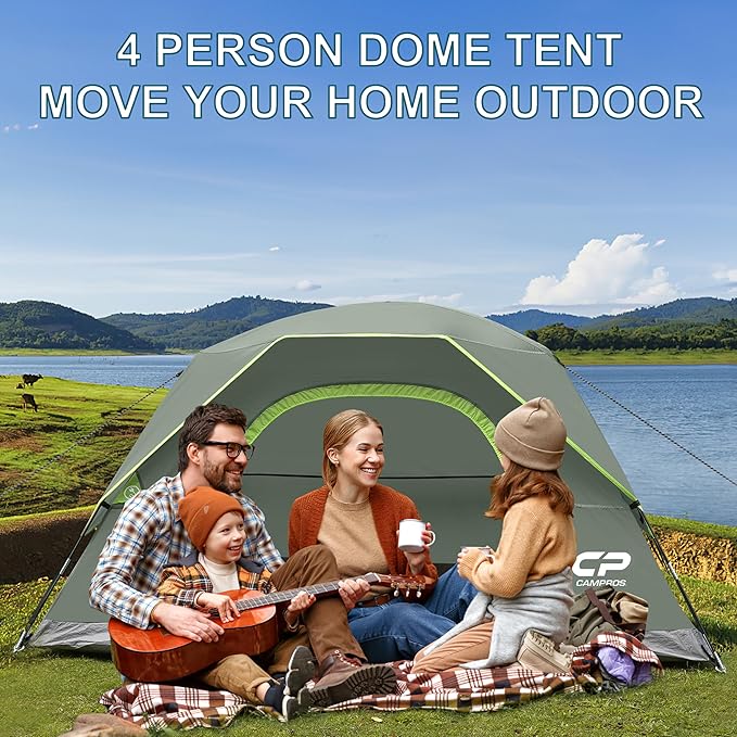 Tents for Camping 4 Person Tent Waterproof Windproof Double Layer Camping Tent Easy Setup Dome Tent with Large Mesh Windows &amp Wider Door for Outdoor Camping &amp Hiking