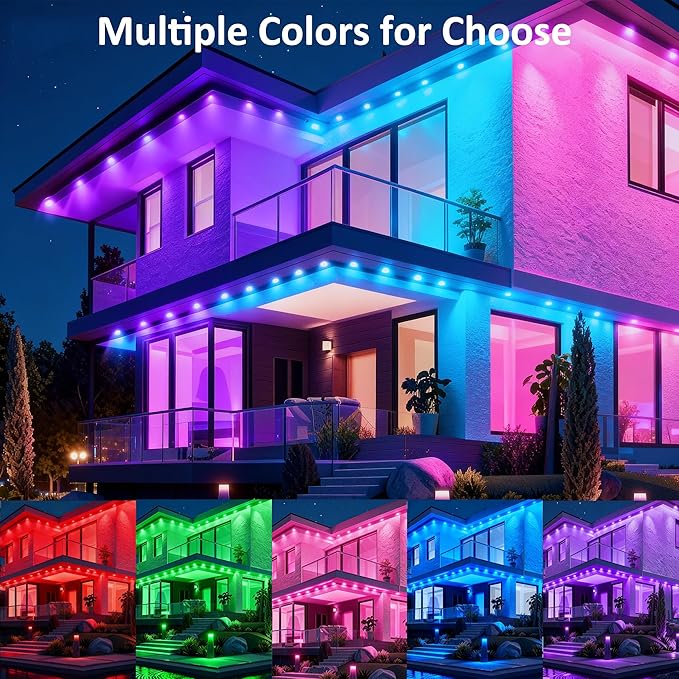 RGB Permanent Outdoor Lights 20FT Smart LED Eaves Lights with APP &amp Remote Control IP67 Waterproof Outdoor String Lights for Christmas HalloweenParty Garden Patio House Decor