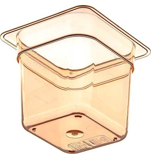 Carlisle FoodService Products StorPlus High-Heat 1/6-Size Food Pan 6 Deep Food Storage Container with 2.5 Quart Capacity High Heat Plastic 1/6 Size Amber (Pack of 6)