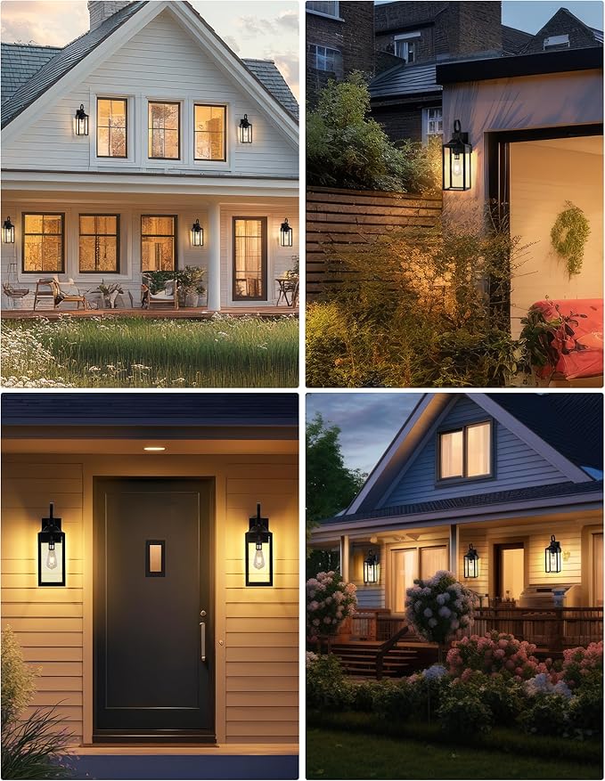 19 Large Outdoor Light Fixture with Outlet Black Outdoor Wall Lights with Outlet Exterior Lighting Fixtures Outside Lights for House Wall Mount Waterproof Wall Sconce Lamp for Front Door Garage