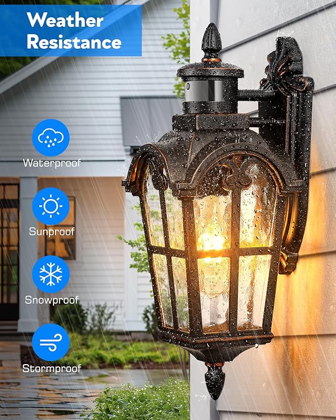 VIANIS Outdoor Motion Sensor Light Oil Rubbed Bronze Porch Lights Outside Lantern 16.4 H Dusk to Dawn Outdoor Lighting 100% Aluminum Exterior Lighting Fixtures for House Garden Patio