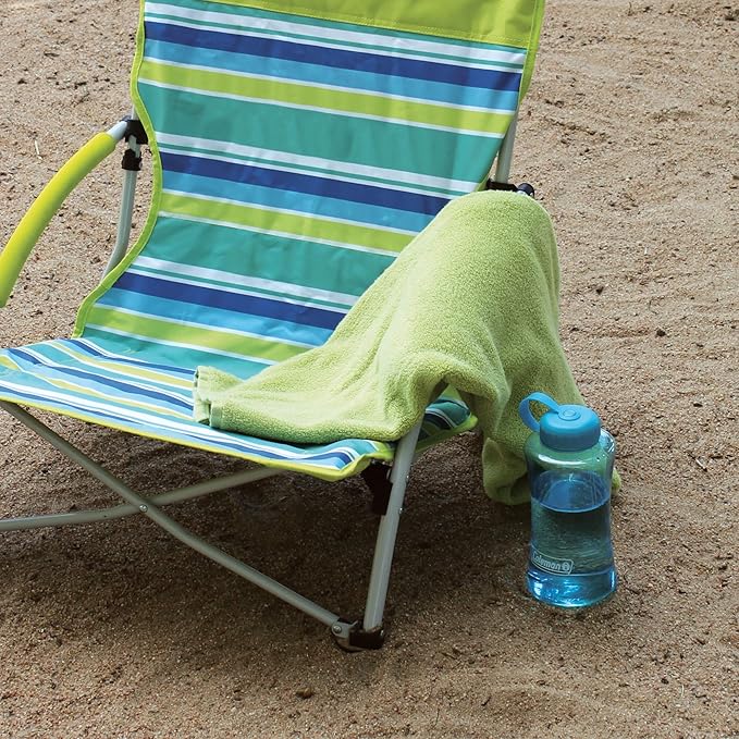 Coleman Utopia Breeze Lightweight Beach Chair with Cup Holder Comfortable Portable Outdoor Chair with Carry Bag Supports up to 250lbs Great for Beach &amp Yard