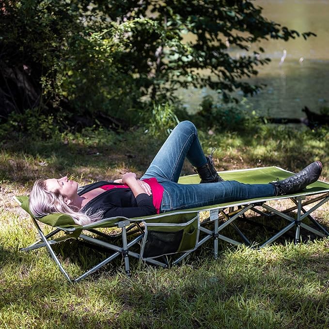 Alpcour Folding Camping Cot – Extra Strong Single Person Small-Collapsing Bed in a Bag w/Pillow for Indoor &amp Outdoor Use – Deluxe Comfortable Extra Heavy Duty Design Holds Adults &amp Kids Up to