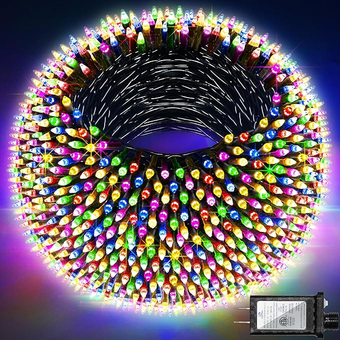 750 LED 240FT Christmas Lights Outdoor12 Lighting Modes Christmas String Lights with Timer Dimmable Multicolor LED StringLights Waterproof for Yard Tree Wedding Party Holiday Multicolor