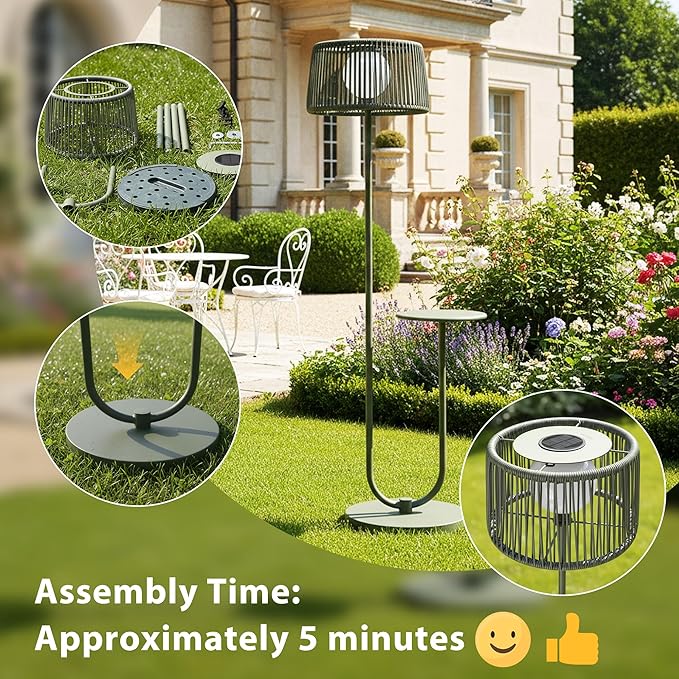 EcoGreen U-Shaped Solar Coffee Table Lamp – 21×14×55 Inch Modern Outdoor Standing Lamp Solar Powered 8H Warm Glow Waterproof for Porch Balcony Garden Poolside &amp Patio (Green Single Pack)