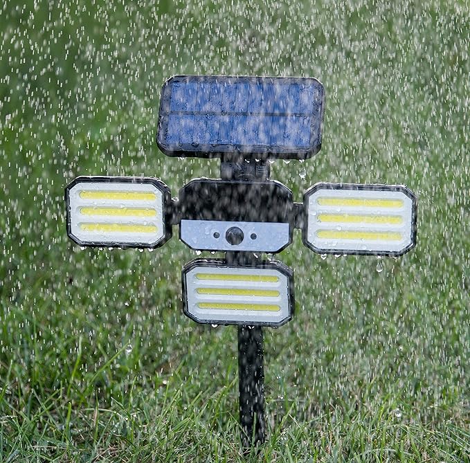 Bionic Floodlight Solar Light Outdoor Waterproof Patio Light Motion Sensor Outdoor Lights w/ Remote Control 3 Heads Wall Lights - Wireless 50% Brighter-108 COB LED For Lawn Garden As Seen On TV