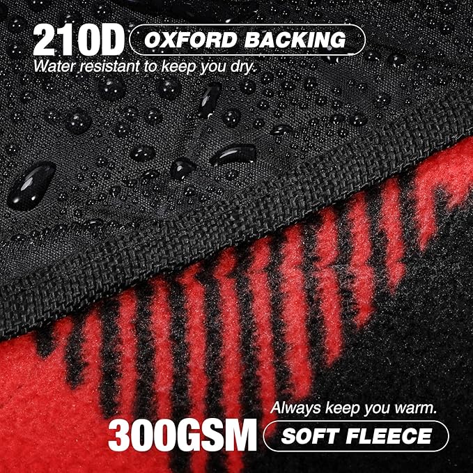 REDCAMP Extra Large Waterproof Stadium Blanket for Cold Weather Soft Warm Fleece Camping Blanket Windproof for Camping Hiking Traveling Picnic Sports 79x 79 Red and Black Grid