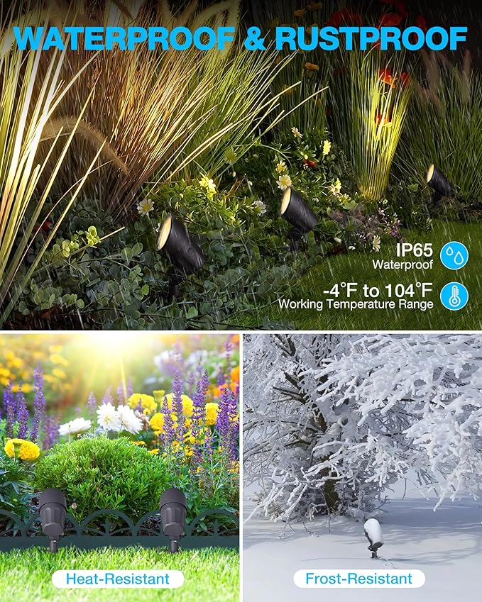 SUNVIE 6W Low Voltage Landscape Lights LED Low Voltage Lighting Warm White Landscaping Lights Waterproof Landscape Spotlights with Connectors Spot Lights Outdoor for Garden Tree Wall Yard 12 Pack
