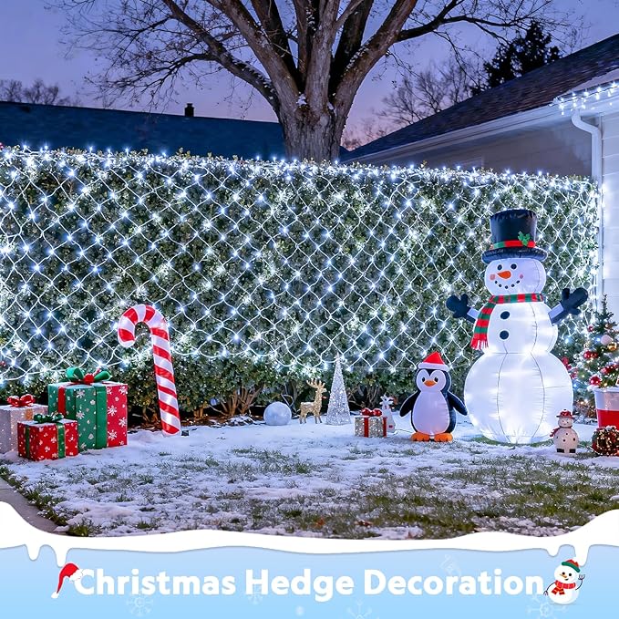 JMEXSUSS 200 LED Cool White Net Lights for Bushes 9.8 ft x 6.6 ft Christmas Net Lights Outdoor Mesh Light Connectable with Remote Plug in for Christmas Tree Garden Bush Decor