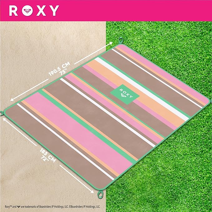 Roxy Sand-Free Beach Mat – Large Waterproof Outdoor Picnic Blanket Lightweight Foldable Mat for Beach Camping Park or Travel – Fits 4-6 People Quick-Dry Durable