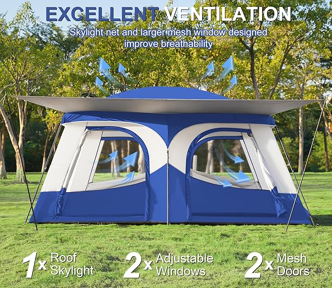 Vidalido Tents8-10 Person Camping Tent with Extended Vestibule2 Room Weather Resistant Family TentsEasy Install Waterproof Outdoor Tent for Camping Hiking