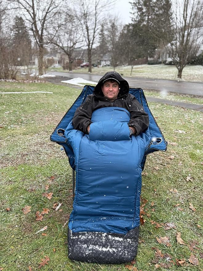 Oversized Fully Padded Camping Chair with Removable Foot Pocket Heavy Duty Comfy Folding Camp Sports Chair for Adults Summer Winter Outdoor Ice Fishing Hunting RV Cup Holder XL 400 LBS