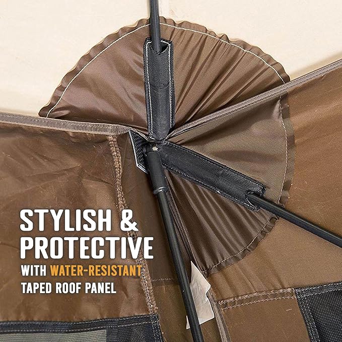 CLAM Pop Up Screen Tent Outdoor Camping Gazebo Canopy Traveler 6' x 6' Brown
