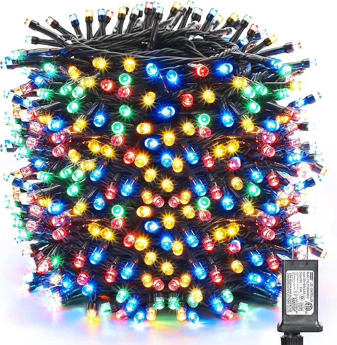 Toodour Christmas Lights Outdoor 213ft 600 LED String Lights Timer Waterproof 8 Modes Outdoor Christmas String Light - Twinkle Light for Tree Home Garden Yard Wedding Party Xmas Decor(Multicolor)