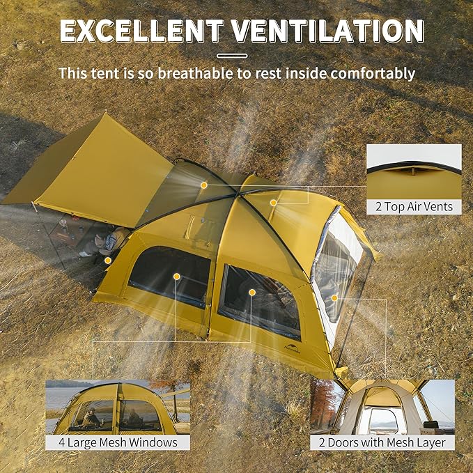 Naturehike Dune Hot Tent with Stove JackDouble Layer 4 Season TentWaterproof 2-4 Person Tents for Camping