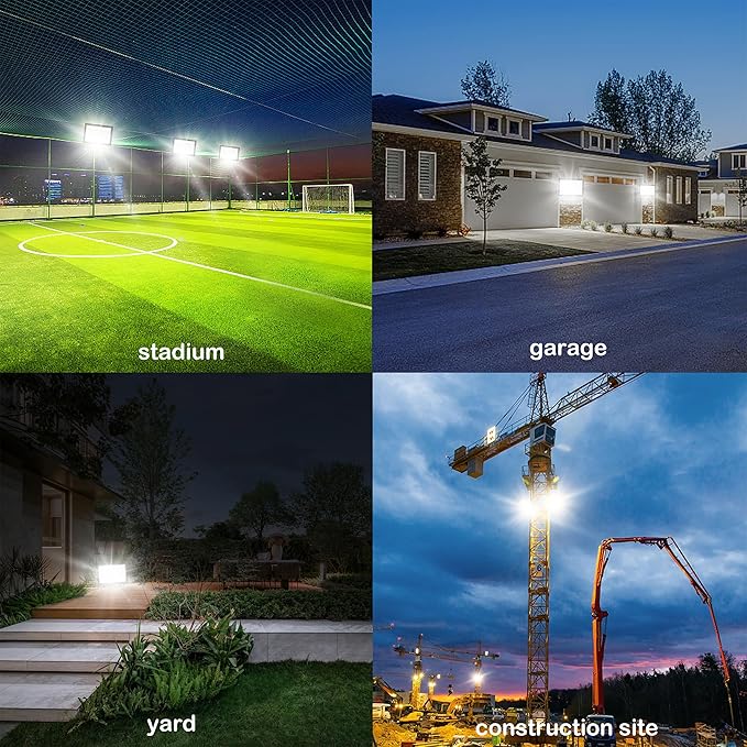 800W LED Flood Light Outdoor 6000K 80000LM Daylight White Security Lights Outside Lamp IP66 Waterproof Exterior Floodlights Lighting for Garden Yard Stadium Arena