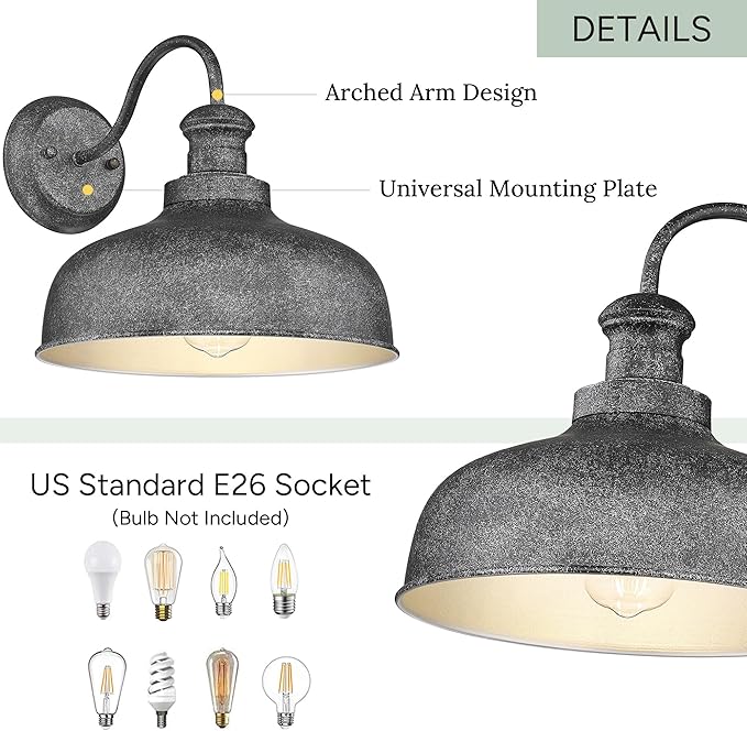 Outdoor Gooseneck Barn Light Outside Wall Sconce Weather Resistant Anti-Rust Farmhouse Exterior Wall Lantern for Porch Garage Patio Entryway (Antique Black 8 Pack)