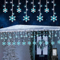Christmas Snowflake Lights 10.66ft 168 LED Icicle Lights Outdoor with 14 Drops 8 Modes Waterproof Connectable Christmas Light for Eaves Wedding Garden Yard Indoor Xmas Decor (White &amp Icicle Blue