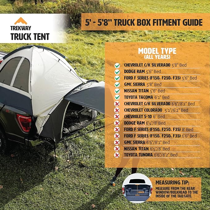 Offroading Gear 5.5ft Truck Bed Camping Tent w/Canopy | Waterproof | Compatible with F150| Ram| Sierra| GMC| Nissan| Etc.