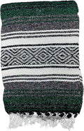 Genuine Oversized Artisan Mexican Falsa Hunter Green Blanket (72inx48in) -Authentic Handcrafted Yoga Blanket Beach Throw Camping Essential Picnic Mat or Outdoor Wrap