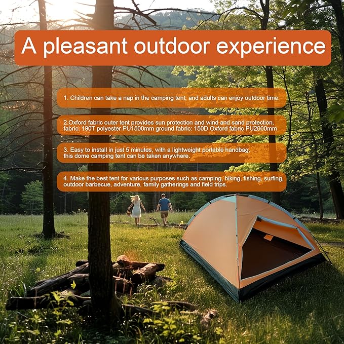 1-Person Dome Tent for Camping Waterproof Lightweight Portable Backpacking Orange/Blue/Army Green/Green