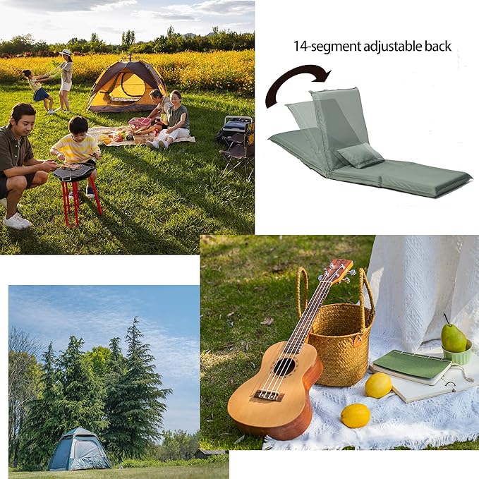Foldable Portable Chair for Outdoor Travel Picnic BBQCamping Folding Adults with Carry BagPortable Chair for Outdoor Travel Fourteen Position Adjustable Recliner