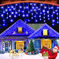 XURISEN 132ft Christmas Lights Decorations Outdoor 1280 LED 8 Modes Fairy Lights with 240 DropsPlug in Waterproof Timer Memory Function for Christmas Holiday Wedding Party Decorations(Blue)