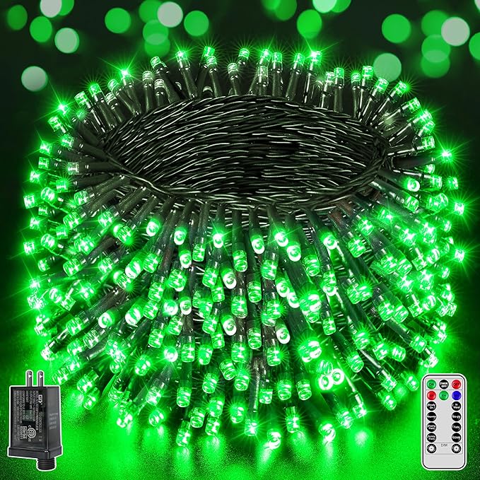 500 LED 164 FT Christmas Lights Waterproof Outdoor String Lights with Remote and Timer Christmas Tree Lights with 8 Modes Dimmable Fairy Lights for Holiday Decor (Green)
