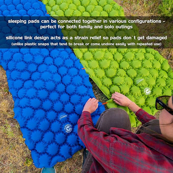 ECOTEK Outdoors Hybern8 Lynx - Linkable Oversized Sleeping Pad - Innovative &amp Easy to Use - Lightweight &amp Compact - Perfect for Backpackers Overlanders Couples and Families (Fire Orange)