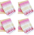La Montana Mexican Blankets and Throws 4 Pack 74x50 - Made in Mexico Lightweight Yoga Blanket for Schools Studios Outdoors Camping Picnic Decor - Machine Washable Coral/Melon/Yellow/White