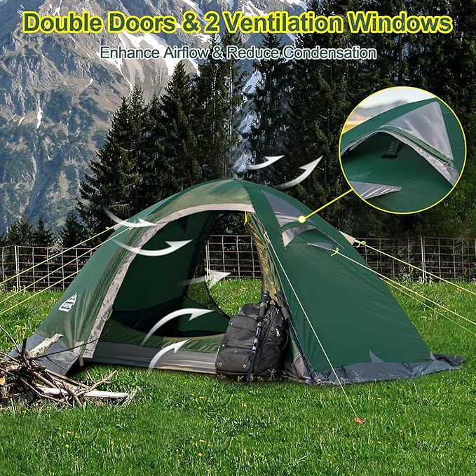 2 Person Backpacking Tent Waterproof 4 Season Tent Windproof Cold Weather Winter Tent for Camping Hiking Hunting Cycling