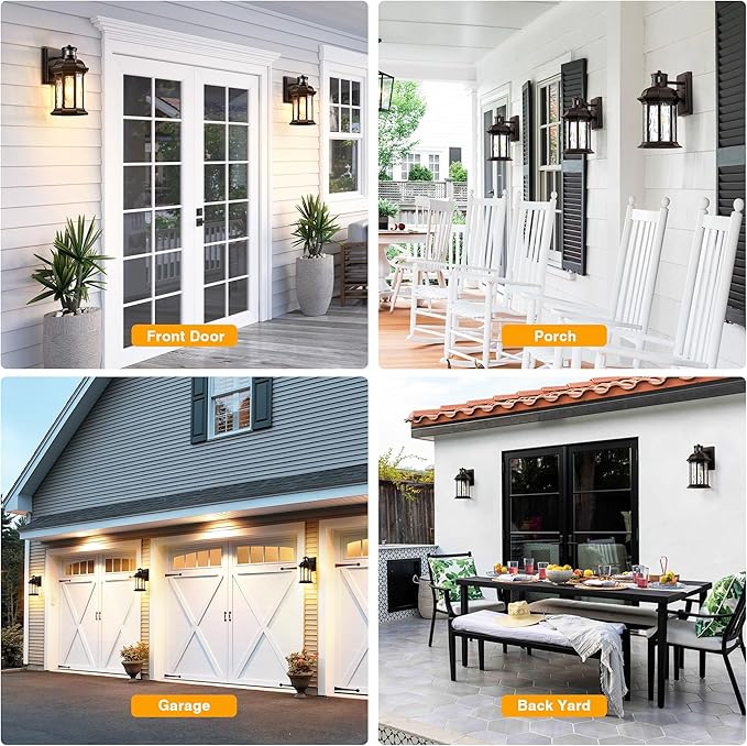 VIANIS Motion Sensor Outdoor Garage Lighting Fixtures Farmhouse Oil Rubbed Bronze Exterior Wall Light Wall Mount for House Anti-Rust Waterproof Outdoor Sconce Lights for Front Porch Patio
