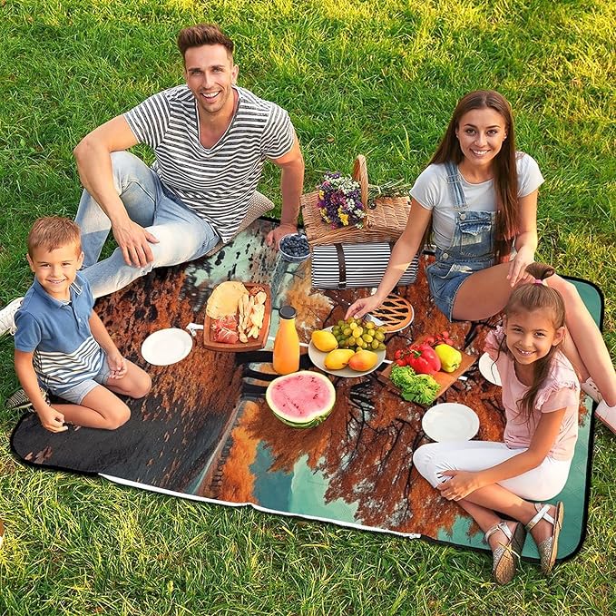 Zipper Maple Tree in Autumn Style Picnic Mat Suitable for Travel Camping Park Or Home Use