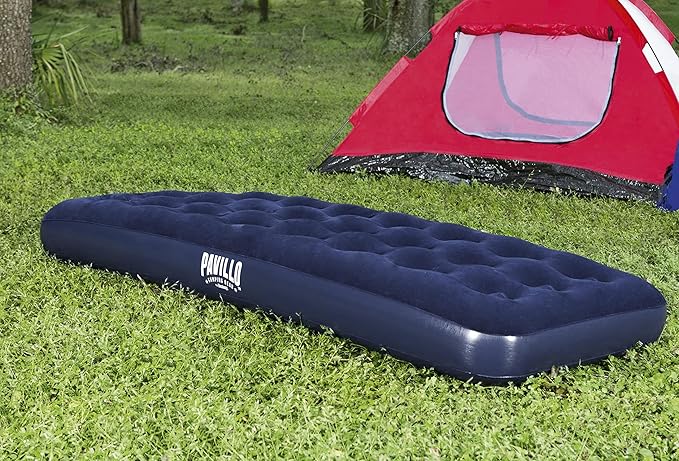 Bestway Pavillo Single Size Air Bed | Inflatable Outdoor Indoor Airbed for Camping Quick Inflation Air Mattress Blue