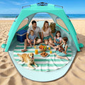 Beach Tent Sun Shelter for 5-6 Person Pop Up Beach Canopy UPF 30+ UV Protection Breathable Mesh Window Portable Sun Shade Tent with Carrying Bag for Sands &amp Outdoor Mint Green Size XL
