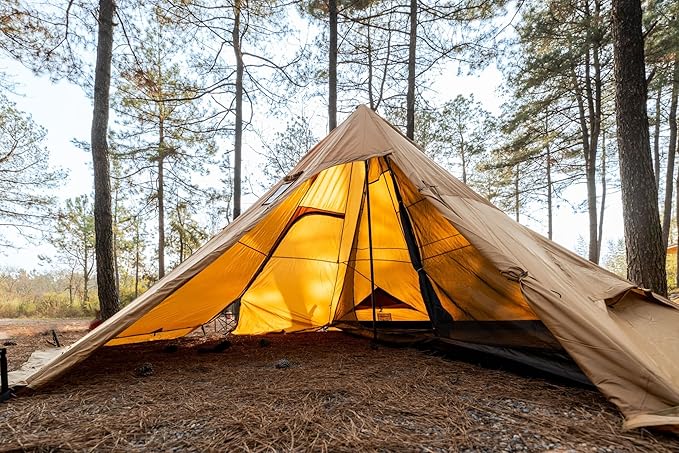 Hot Tent with Stove Jack Onefires Large Teepee Tent for Outdoor Family Camping 4-8 Person | with Stove Jack Large for Family Camping
