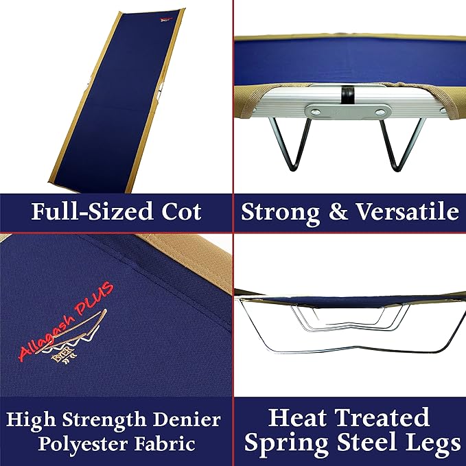 BYER OF MAINE Allagash Plus Cot 76 L X 30 W X 8 H Lightweight Cot Extra Wide Camping Cots Adult Holds up to 250lbs Single Portable Camping Cot