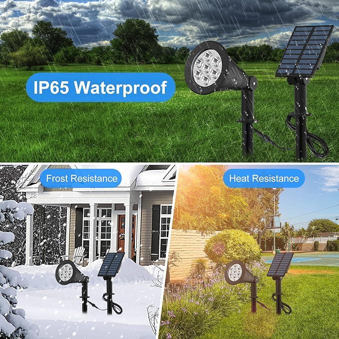 T-SUNUS RGB Solar Landscape Spotlights Christmas Color Changing Spot Lights Waterproof IP65 Garden Pond 180° Adjustable Halloween Wall Tree Light Separately Installed for Outdoor Indoor 2 Pack